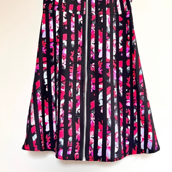 NWOT Forever 21 XS Floral Striped Front Zipper A-line Dress - Picture 8 of 11